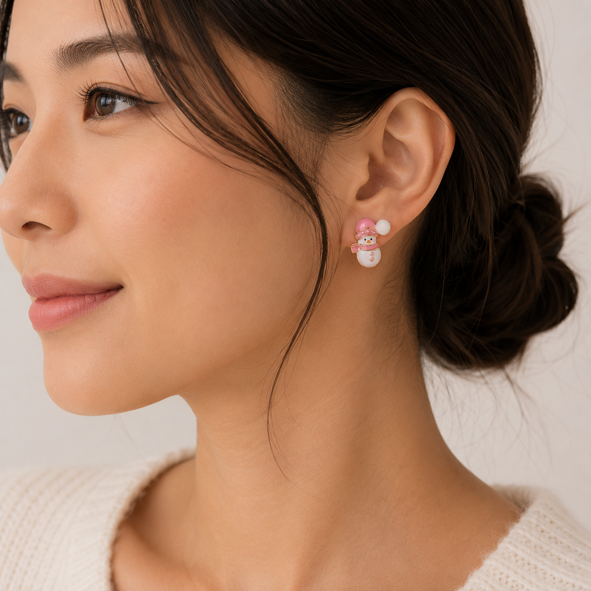 Snowman Stud Earrings | Enamel Holiday Earrings