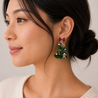 Tinsel Christmas Tree Drop Earrings | Holiday Ornament Charm