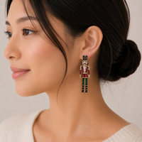 Elegant Nutcracker Drop Earrings | Holiday Soldier Charm