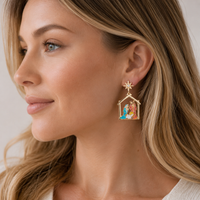 Nativity Scene Enamel Earrings with Titanium Posts