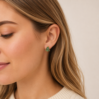 Enamel Christmas Tree Stud Earrings | Crystal & Pearl Holiday Earrings