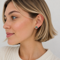 Pearl Christmas Wreath Stud Earrings | Bow Holiday Earrings
