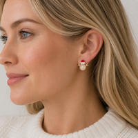 Opal Snowman Stud Earrings | Winter Holiday Charm