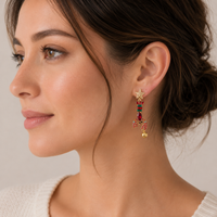 Enamel Rhinestone Lobster Bell Drop Earrings | Coastal Holiday Statement Earrings