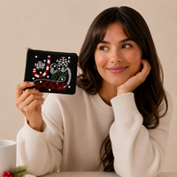 Seed Beaded Joy to the World Coin Pouch | Holiday Zip Wallet