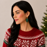Layered Plaid Teardrop Earrings | Glitter Faux Leather Dangles