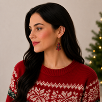 Tartan Christmas Tree Earrings | Faux Leather Holiday Dangles