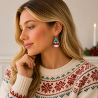 Seed Beaded Christmas Tree Car Earrings | Holiday Teardrop Earrings
