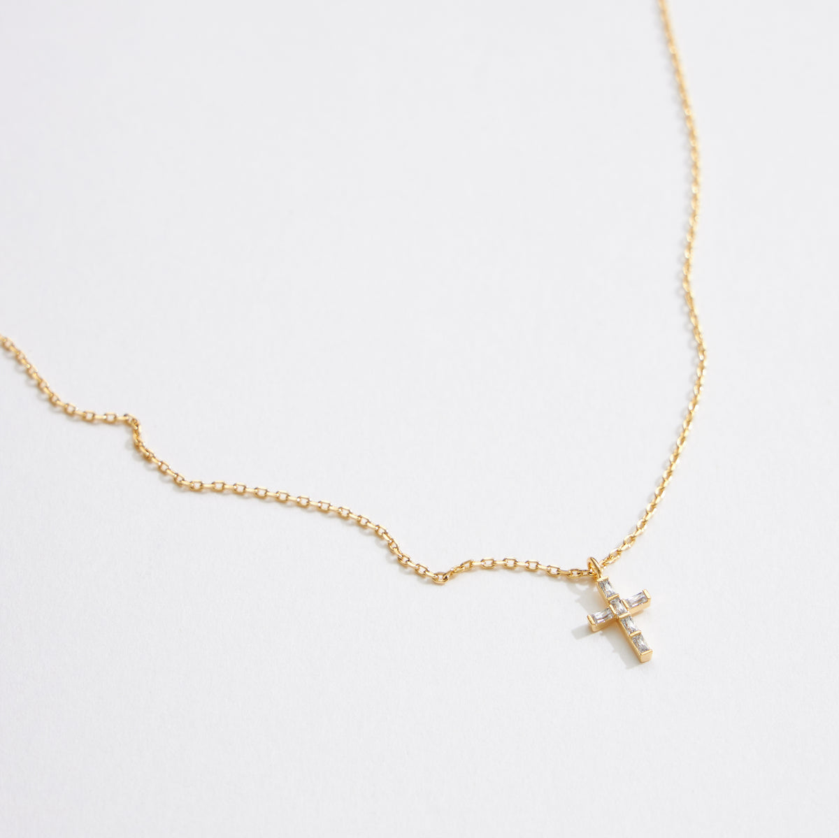 Gold Chain | Necklace with CZ Cross Pendant