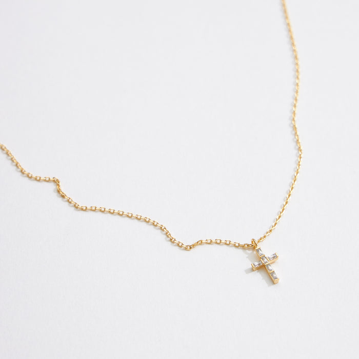 Gold Chain | Necklace with CZ Cross Pendant