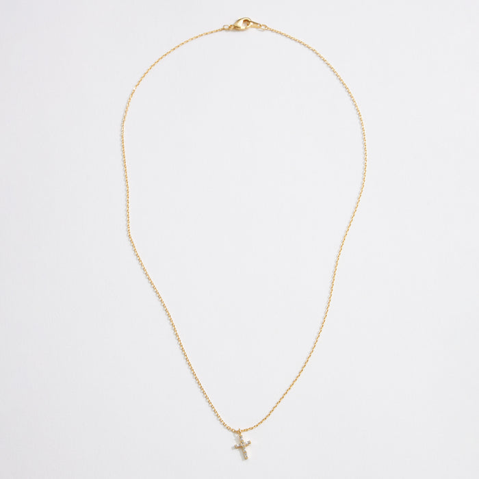 Gold Chain | Necklace with CZ Cross Pendant