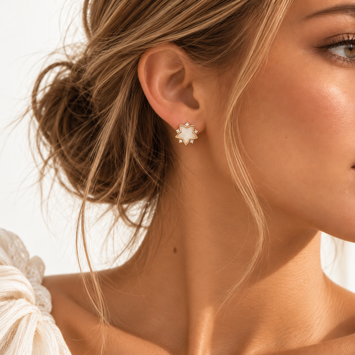 Gold Open Star CZ Stud Earrings | Everyday Jewelry
