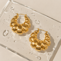 18K Gold Plated Chunky Croissant Hoop Earrings | Stainless Steel Jewelry