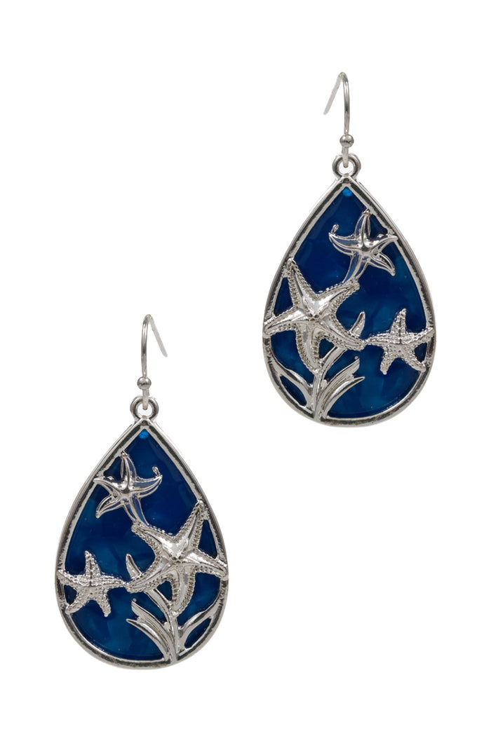 Starfish Teardrop Dangle Earrings – Ocean-Inspired Drop Design
