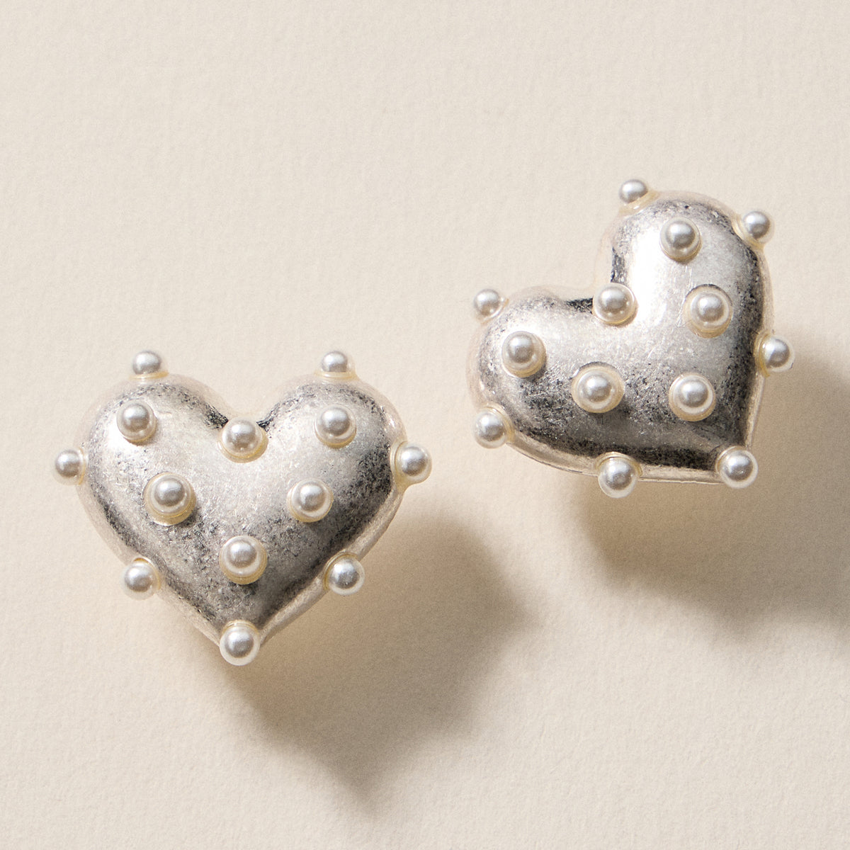 Pearl Studded Heart Earrings – Cute Valentine’s Day Statement Studs