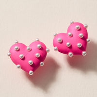Pearl Studded Heart Earrings – Cute Valentine’s Day Statement Studs