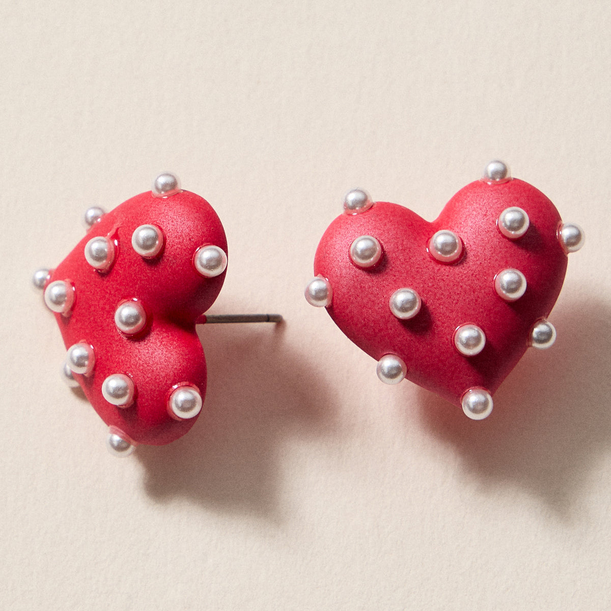 Pearl Studded Heart Earrings – Cute Valentine’s Day Statement Studs
