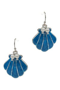 Seashell Drop Earrings with Pearl Detail – Ocean-Inspired Dangle Jewelry