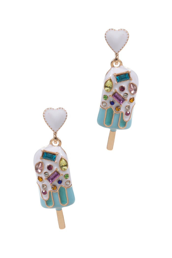 Rhinestone Popsicle Drop Earrings – Sweet Summer Ice Cream Jewelry