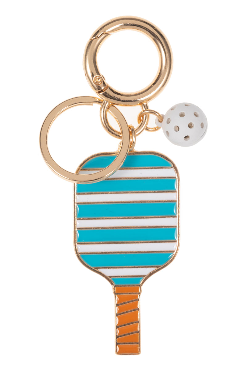 Pickleball Paddle Keychain with Ball Charm – Cute Enamel Sports Key Ring