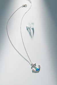 Anchor Crystal Pendant Necklace – Silver Chain Nautical Jewelry