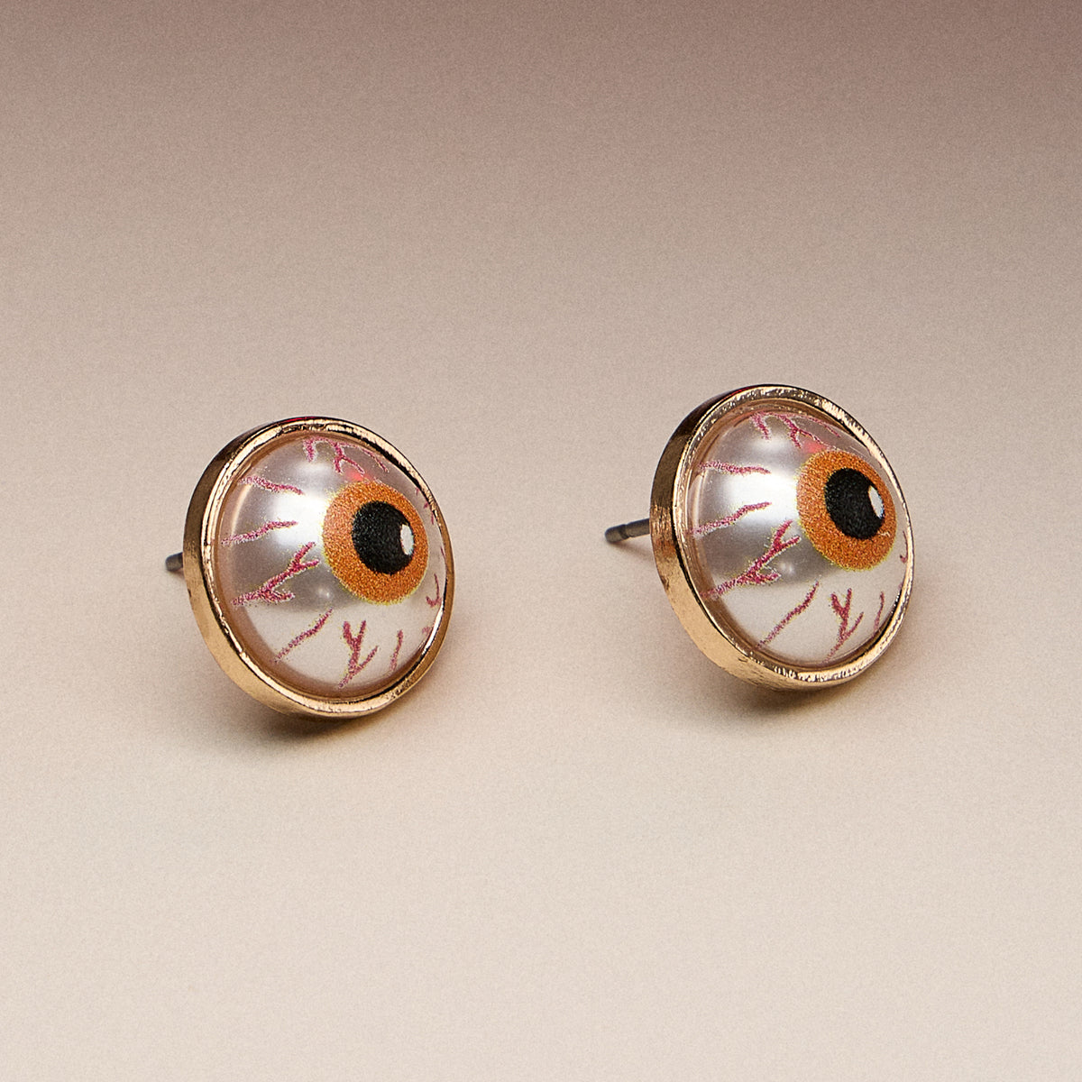 Eye Print Pearl Studs with Titanium Posts