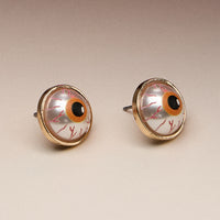 Eye Print Pearl Studs with Titanium Posts