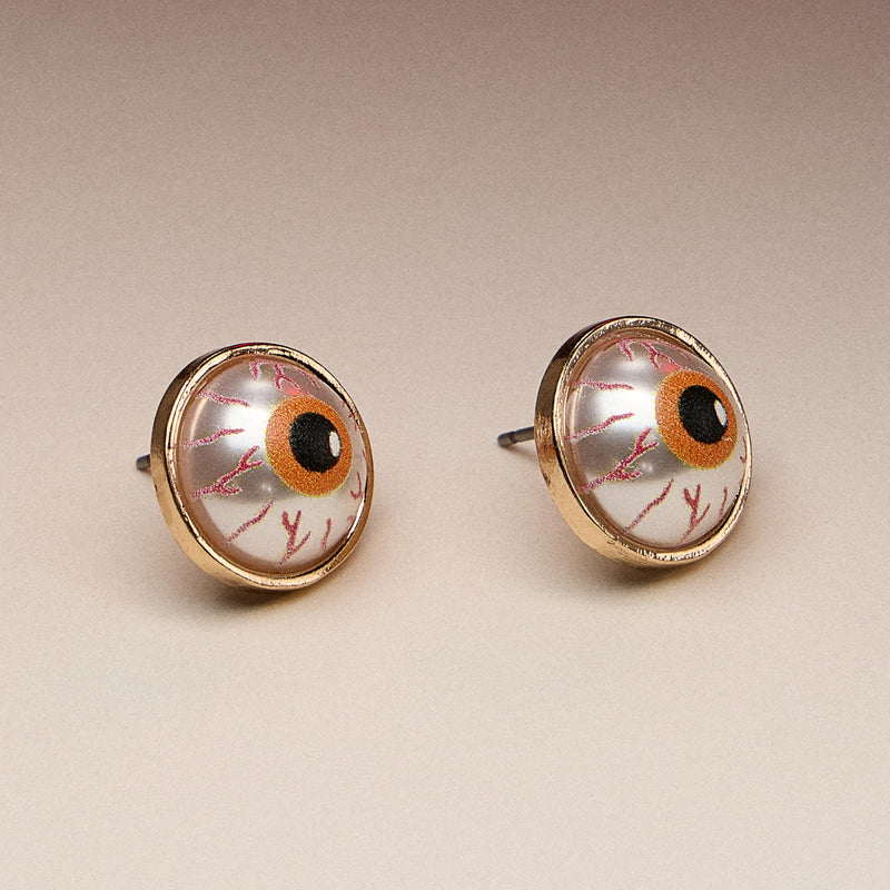 Eye Print Pearl Studs with Titanium Posts