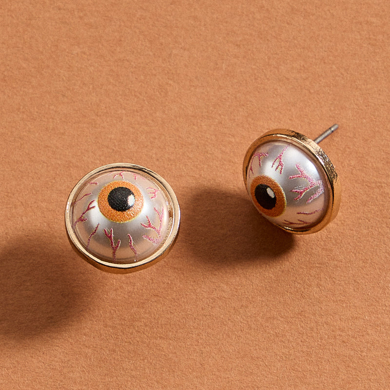 Eye Print Pearl Studs with Titanium Posts