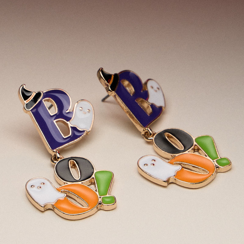Boo Ghost Drop Earrings with Titanium Posts