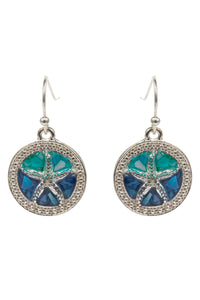 Ocean Starfish Resin Dangle Earrings – Blue & Green Silver Coastal Jewelry