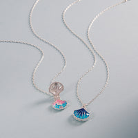 Seashell Locket Necklace with Blue Resin & Silver Chain – Ocean-Inspired Jewelry Gift