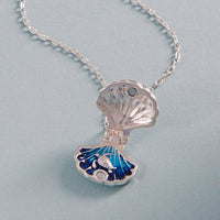 Seashell Locket Necklace with Blue Resin & Silver Chain – Ocean-Inspired Jewelry Gift