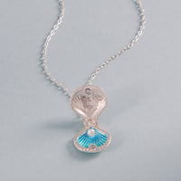 Seashell Locket Necklace with Pearl – Ocean-Inspired Silver Pendant