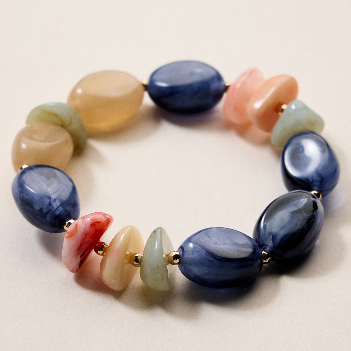 Artisan-Style Organic Resin Bead Stretch Bracelet