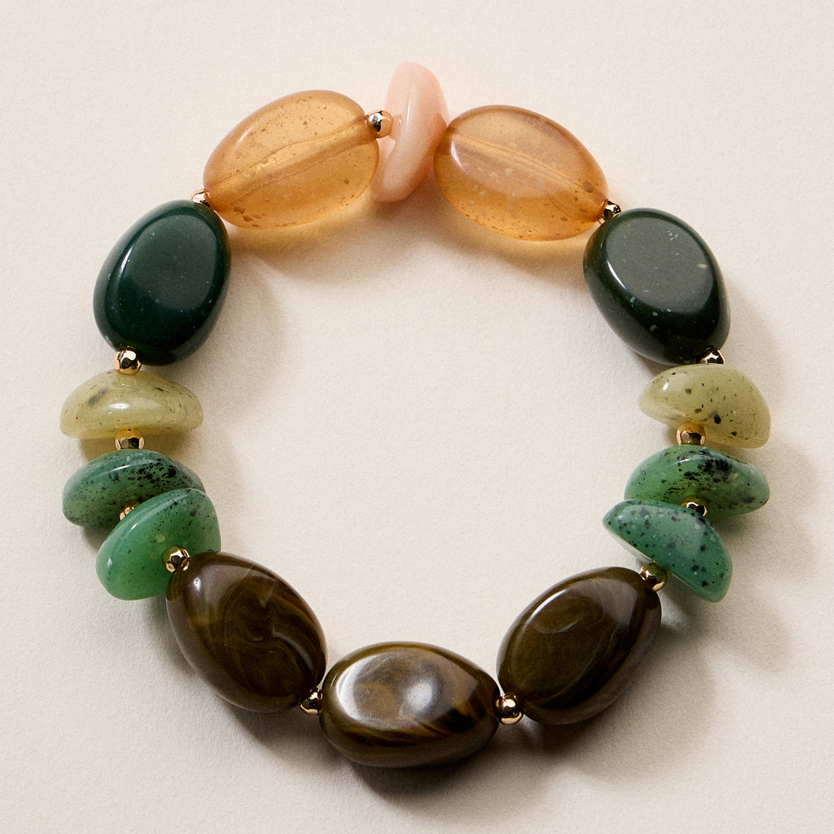 Artisan-Style Organic Resin Bead Stretch Bracelet