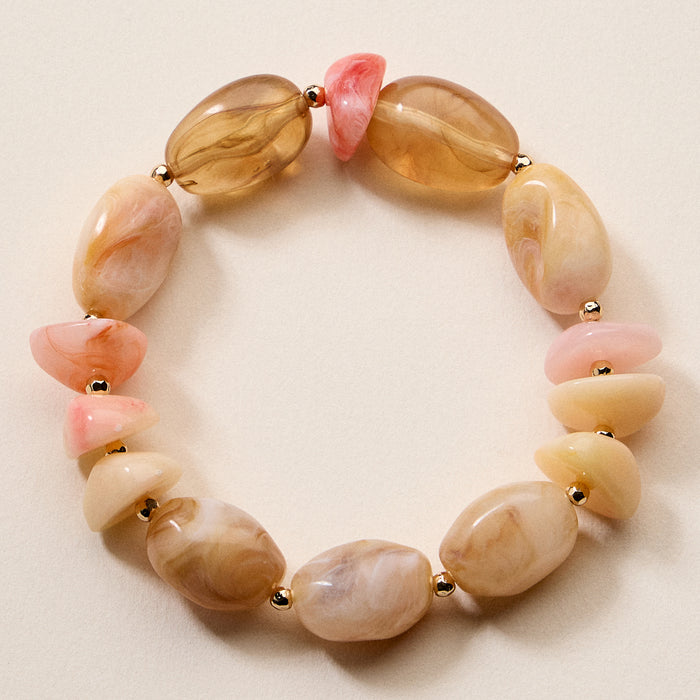 Artisan-Style Organic Resin Bead Stretch Bracelet