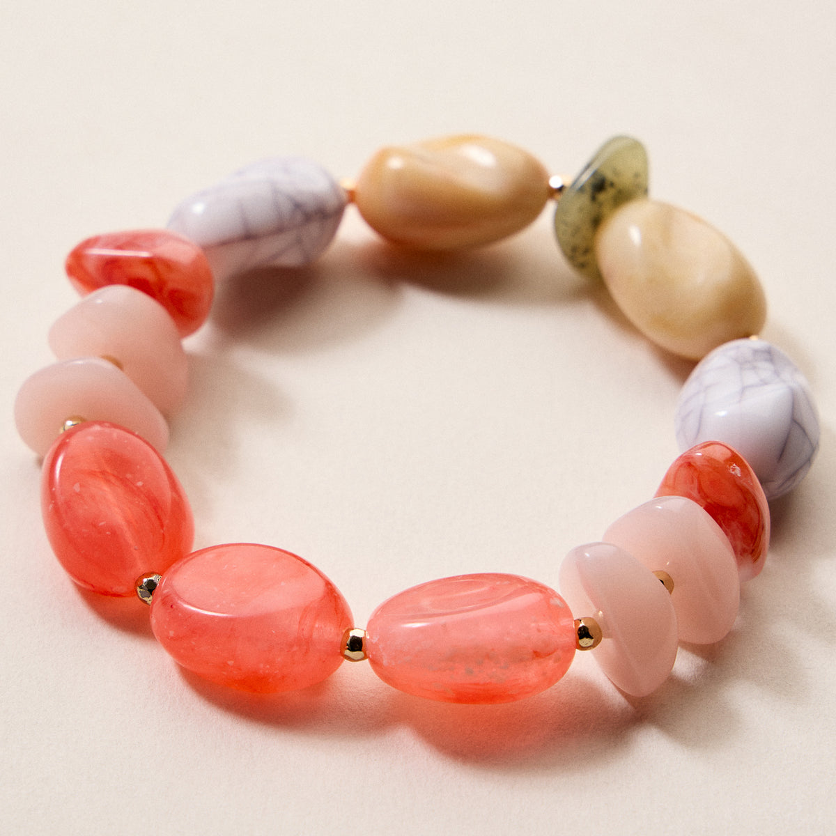 Artisan-Style Organic Resin Bead Stretch Bracelet