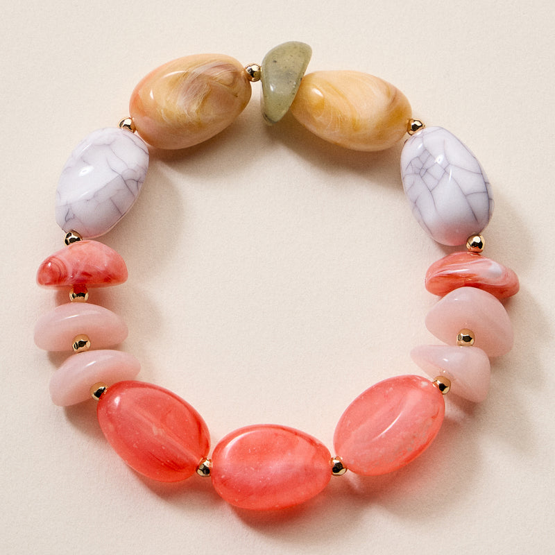 Artisan-Style Organic Resin Bead Stretch Bracelet
