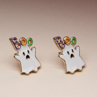 Ghost Boo Enamel Stud Earrings