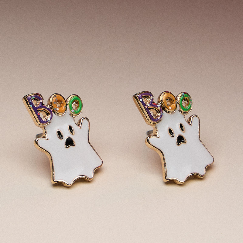 Ghost Boo Enamel Stud Earrings