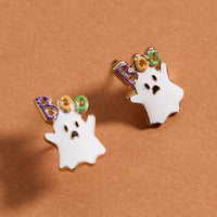 Ghost Boo Enamel Stud Earrings
