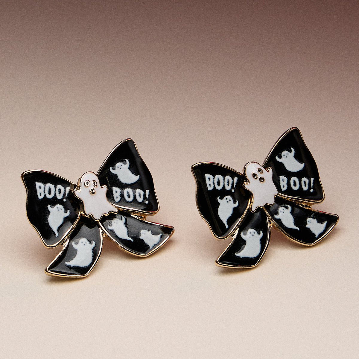 Ghost Bow Enamel Stud Earrings