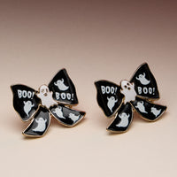 Ghost Bow Enamel Stud Earrings