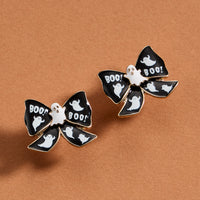 Ghost Bow Enamel Stud Earrings