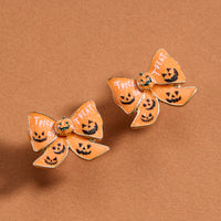 Pumpkin Bow Enamel Stud Earrings