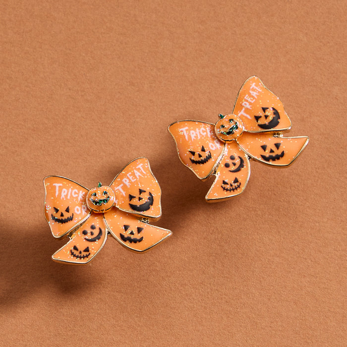 Pumpkin Bow Enamel Stud Earrings
