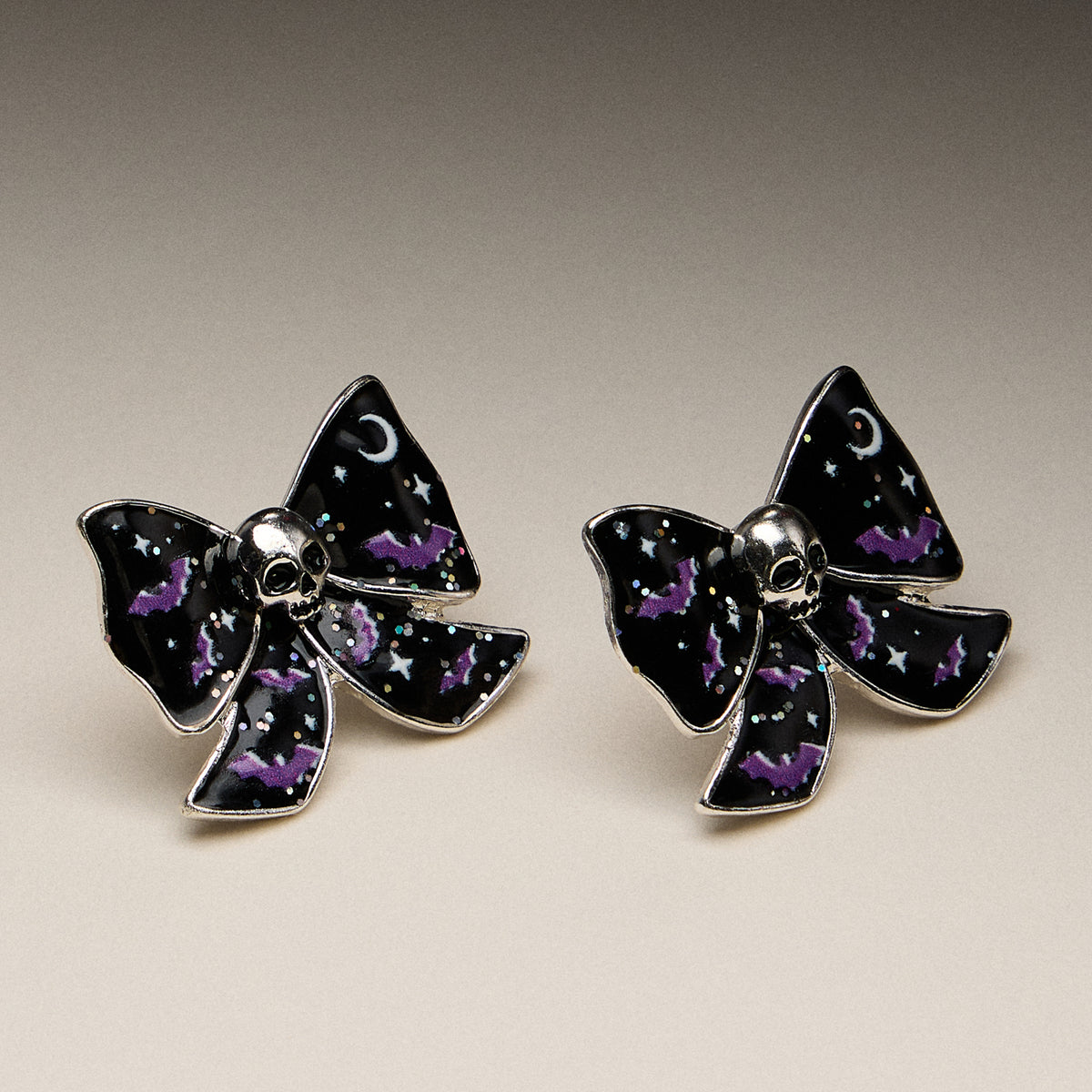 Skull Bow Enamel Stud Earrings