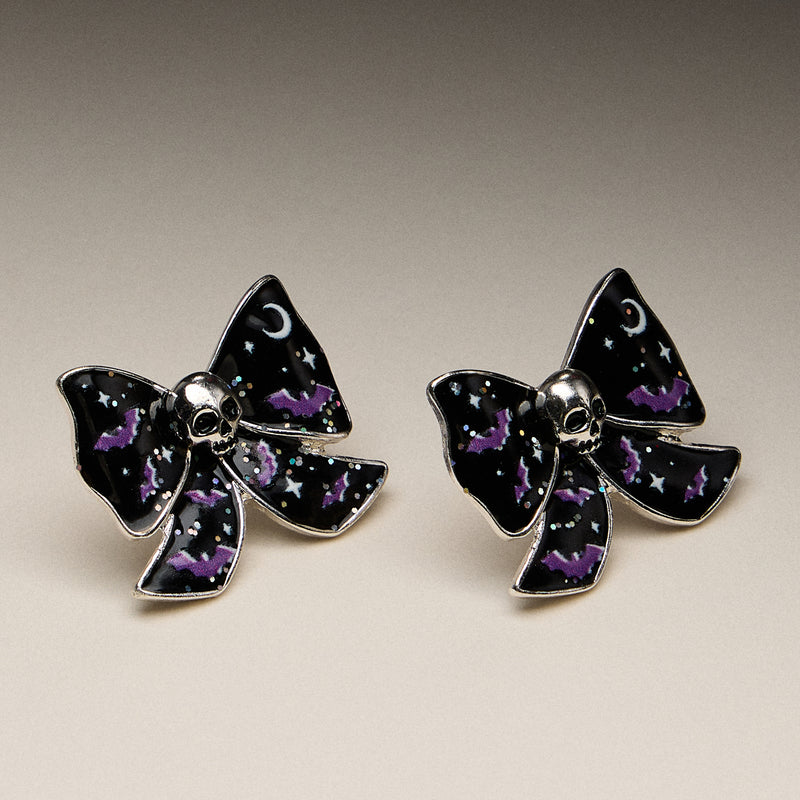 Skull Bow Enamel Stud Earrings