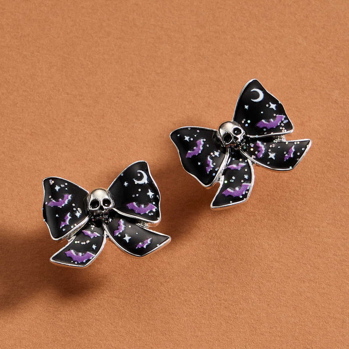 Skull Bow Enamel Stud Earrings